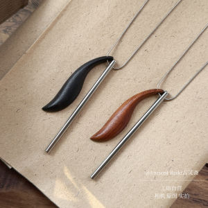 สร้อยคอแบบยาวสไตล์วินเทจจากไม้เนื้อแข็งสีดำ สร้อยคอแฟชั่นสำหรับผู้หญิง สไตล์ตะวันออก เครื่องประดับแฟชั่น