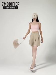 7.Modifier | Quần Short Dài Phong Cách Mùa Hè Đa Năng Cao Thắt Eo A-Line Xòe Tencel