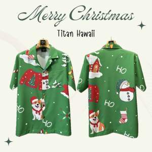 เสื้อฮาวายลายคริสต์มาส(HoHo) ผ้าไหมอิตาลีเกรดพรีเมี่ยม ผ้านุ่มลื่นใส่สบาย