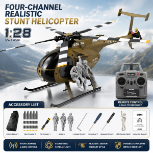 C189S MD500 Little Bird RC Helicopter with Soldier Pilot Figure Scale Model Crash Resistant Dual Brushless Kids Toy