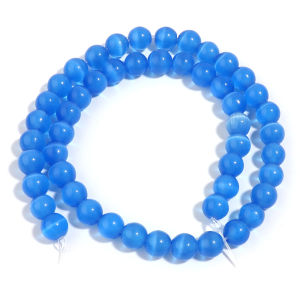 1 Strand Natural Sapphire Cat Eye Stone Beads Round Loose Beads For Jewelry Making DIY Bracelets Necklace Supplies 4/6/8/10/12mm
