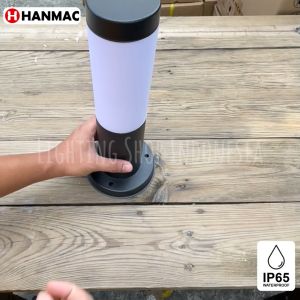 Lampu taman pilar hias tinggi 35cm stainless hitam susu waterproof outdoor anti hujan minimalis IP65