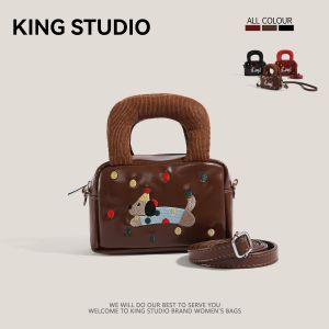 Trendy Sausage Dog Womens Bag Versatile Crossbody Small Square Handbag Popular Design Casual PU Leather Shoulder Bag for Youth