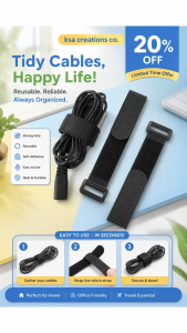 Nylon Velcro Cable Tie with Reverse Buckle Fastening System Multi-Purpose Heavy Duty Cable Organizer Strap Reusable Adjustable Wire Management for Charging Cables USB Wires Power Cords LAN Cables Earphones and Electronic Devices