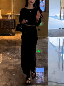 Shalldoer | Fashionable High Waist Short Sleeve Womens Two-Piece Set Summer Lazy Loose Top Half-length Skirt Elegant Sensation Ensemble