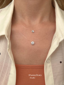 AFunnyStory Dolphin Tear Invisible Zirconia Fish Line Versatile S925 Silver Clavicle Chain Necklace Elegant Commuter Style Jewelry