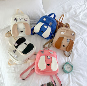 กระเป๋าเป้สะพายหลังผ้าแคนวาสลายสุนัขรูปการ์ตูนน่ารักสำหรับเด็ก กระเป๋าใส่หนังสือสำหรับเด็กอนุบาล กระเป๋าเป้สะพายหลังนักเรียน ฤดูใบไม้ร่วง/ฤดูหนาว ใหม่ล่าสุด