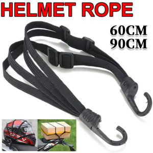 60/90CM Motorcycle Helmet Straps / Strength Retractable Helmet Luggage Rope / Motorbike Elastic Buckle Rope with 2 Hooks