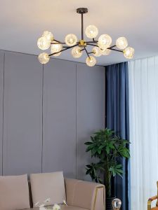 【Onefire】 Led Tricolor Center Light Living Room Light Ceiling Light Drop Light Crystal Chandelier
