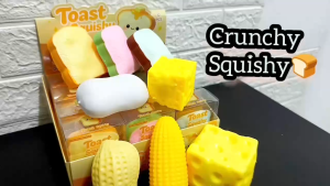 Crunchy Toast Squishy Toy Slow Rising Squeeze Crackling Sound ASMR Mainan Picit Bunyi Rangup Stress Relief Toy 吐司脆脆捏捏乐