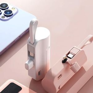 Mini Powerbank Capsul Portable 5000mAh USB Ganda - Lightning & Type C