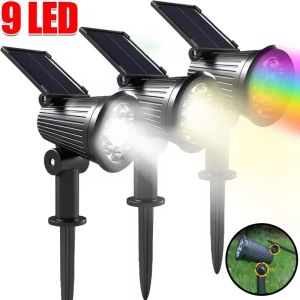 9LED đèn rọi năng lượng mặt trời Vườn không thấm nước IP65 độ sáng đèn treo cố định có thể điều chỉnh cho ngoài trời sân sau đường lái xe Thảm cỏ trang trí nội thất chiếu sáng