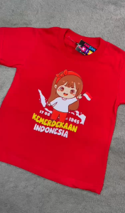 BAJU KAOS ANAK COWOK CEWEK TEMA KEMERDEKAAN 17 AGUSTUS INDONESIA FREE NAMA 2-10 THN