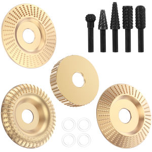 9Pcs Wood Carving Disc and Rotary Burr Set Angle Grinder Wood Sanding Polishing Disc for Trimming Chamfering Burr File Rasp