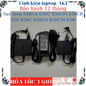 Sạc laptop Asus S56CA S56C S56CM S56CB S56 K56C K56CA K56CM K56- Sạc Asus 19v-2.37A/3.42A-45W/65W vuông chữ nhật chân thường(5.5*2.5mm)