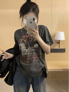 SUSHOUWANGE | Deep Gray Summer T-Shirt for Petite Women