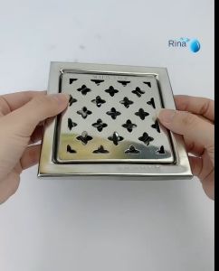 Hố ga thoát sàn chống hôi toàn bộ inox 304 dày cao cấp RINA LR04 CHÍNH HÃNG 12CM 15CM ( 12x12cm 15x15cm) phễu thoát nước sàn nhà tắm 8 dem (0.8mm)