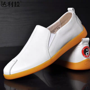 Daliya Genuine Leather Tai Chi Shoes Mens Lazy Shoes Cow Tendon Sole Martial Arts Practice Shoes for Autumn And Winter