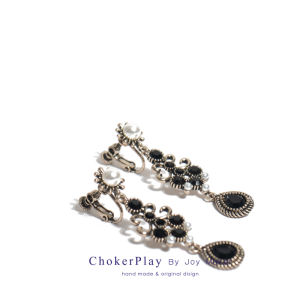 Retro Black Baroque Pearl Long Waterdrop Pure Silver Needle Earrings No Piercing Clip-On Fashion Jewelry for Women