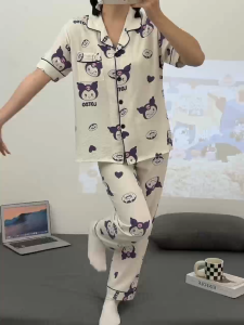Y&L FASHION #C010 Cotton Thin Breathable Printed Short Sleeve Pajama Set Suitable For Spring And Summer Wear