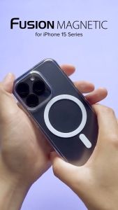 RINGKE® FUSION MAGNETIC Compatible iPhone 15 Pro Max/ 15 Pro Translucent Hard Frost Back Shockproof Compatible w/MagSafe