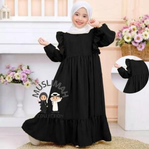 Gamis Anak Perempuan Cringkle Premium Rufle Daily Look Usia Tanggung Lebaran 2022