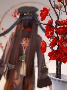 Genshin Impact Hutao Cosplay Costume Role Play Uniform Chinese Style Halloween Costumes Wigs for Women Game Prop