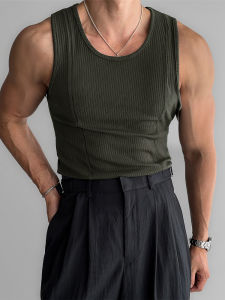 DAVID&ME | Military Green Slim Fit Muscle Defining Tank Top