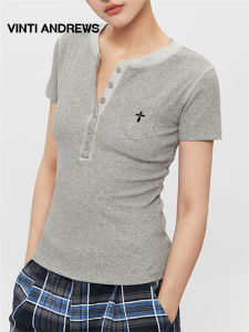 Slender Semi-Open Collar Short Sleeve Womens T-Shirt Summer New Korean Spicy Style Square Shoulder T-Shirt