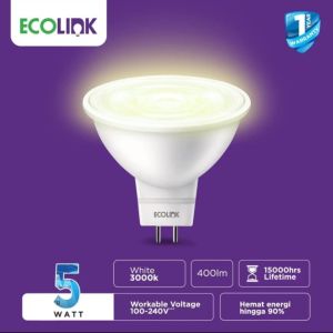 ECOLINK LAMPU LED MR16 5W GU5.3 5 WATT WARM WHITE 3000K SPOTLIGHT SOROT SPOT LIGHT GARANSI 2 TAHUN