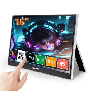 Anmite | Màn Hình Cảm Ứng Di Động 16 Inch 1200P HDR 16:10 Ánh Sáng Xanh Thấp Dành Cho Xbox PS4/5 Switch Điện Thoại Di Động PC Máy Tính Xách Tay Kết Nối Mở Rộng Với Cổng Type-C