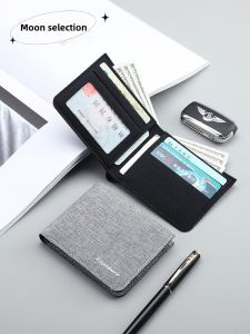 Ultra-Thin Canvas Mens Wallet Short Style Student Simple Multi-Functional Can Place Driving License Document Holder Money Clip