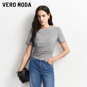 Vero Moda | Rhinestone and Bow T-shirt Short Sleeve Fitted