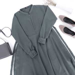 Gamis Hermosa Polos Abu Tua: Pakaian Wanita Syari 4 Meter