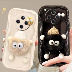 Phone Case OPPO Find X8 Pro FindX8 OPPOFindX8Pro Cute 3D Plush Coal Ball Couple Casing Lens Protection Shockproof Soft Back Cover 2024
