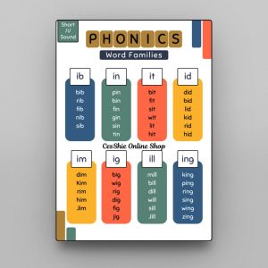 (5PCS BUNDLE) PHONICS SHORT VOWELS SOUNDS CHARTS FOR KIDS | A4 Size | Laminated Kids Educational Wall Charts Teaching Resources | Learning Phonics for Babies Kids Toddlers Preschoolers