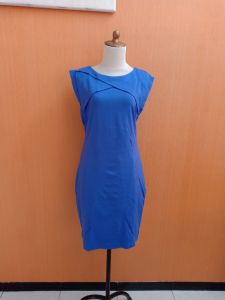 mini midi dress wanita biru MANGO SUIT cewek M L bodycon MEWAH santai