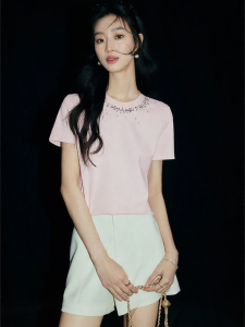 FAMANXUAN | Heavy Beading Diamante Womens T-shirt