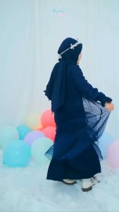 Liana Kids Dress FREE PASHMINA / Dress Anak Usia 5-8 Tahun / Gamis Anak Bahan Crinkle Mix Tile Dot / Dress Lebaran Anak Terbaru 2025 / Gamis Set Hijab Anak