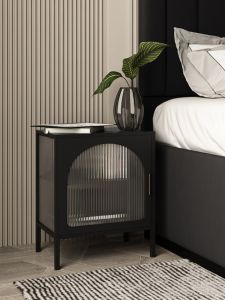 Small Apartment Bedside Table Modern Minimalist Bedroom Small Cabinet Changhong Glass Locker Bedside Storage Side Cabinet Scandinavian