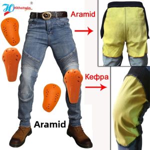 Quần Jeans Nam Màu Xanh Dành Cho Xe Máy Quần Bảo Hộ Xe Máy Chất Liệu Aramid Màu Xám Khói Chống Cháy Phong Cách Thông Thường Bảo Vệ Đầu Gối Hi-03