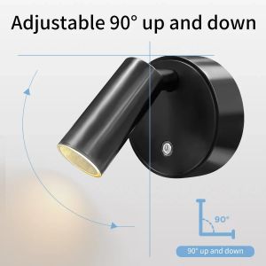 Rechargeable LED Wall Lamp Touch Control 360 Rotatable Dimmable Wireless Magnetic Night Light Bedside Sconce Bedroom Reading