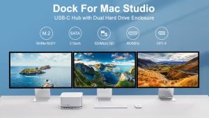 Hagibis MC25 PRO DP HD USB C Hub สำหรับ Mac Mini M1M2 Studio HDD Enclosure 2.5 SATA NVME M.2 SSD HDD Case USB C 3.1 Gen2 DP HD