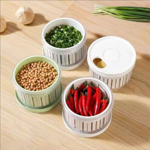 YESPERY Food-Grade Onion Garlic Fresh-keeping Container with Pour Spout Draining Basket Kitchen Refrigerator Storage Box