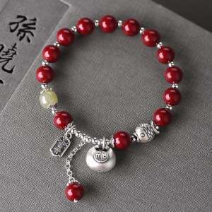 Little Fat Lucky Hand Bracelet 999 Pure Silver National Style Red Snail Carp Birthday Gift New Chinese Style Atmosphere Decoration