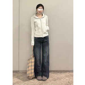 Extended Length American Retro Straight Leg Jeans Womens Slimming Versatile Spring New Loose Drapey Wide Leg Pants