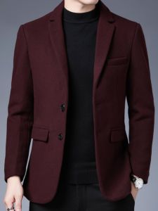 High-End Wool Suit Mens Red Dad Wedding Reception Clothes Wedding Dress Woolen Coat Xi Gong Gong Suit Outwear