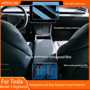 Tempered Glass Film Protector For New Tesla Model 3 Y Highland 2024 Rear Row Center Control Touch Screen Protective Film