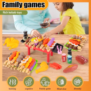 BZAJGEJGESG 27Pcs BBQ Toy Barbecue Set Simulation Kitchen Cooking Toy BBQ Grill Toy Set Play House Toys for Kids