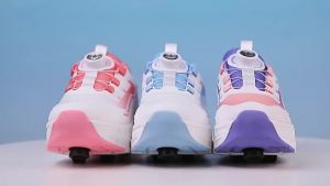 Fashion 4-wheel Roller Skates Sneakers for Students Children Boys Outdoor Wheel Shoes Multifunctional Sports Shoes Girls Gifts